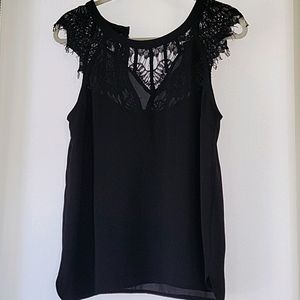 Lace trim Black Shirt